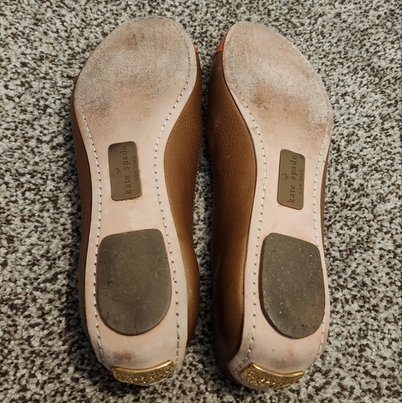 Kate Spade Brown Leather and Orange Patent Leather Women's Flats SZ 6.5 - Picture 9 of 9